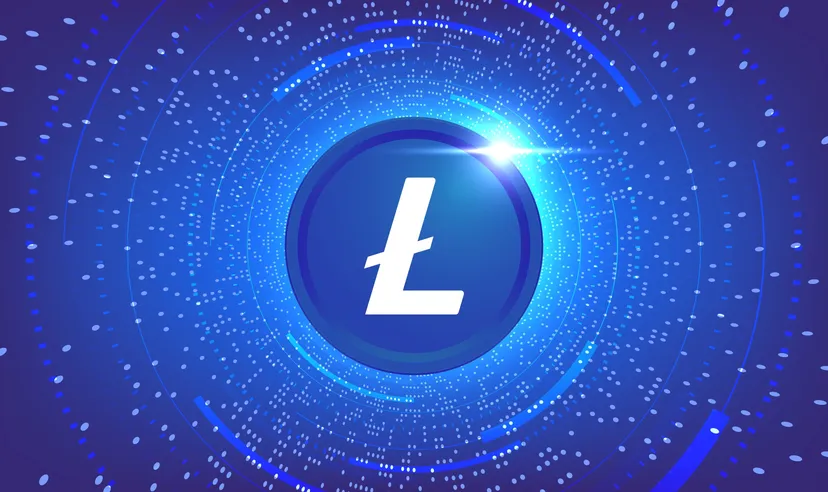 Litecoin LTC banner. LTC coin cryptocurrency concept banner background.