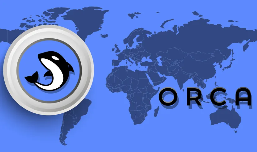Orca (ORCA) price prediction: Will ORCA uptick again? Orca ORCA decentralized cryptocurrency logo placed in white 3d coin with typography wallpaper.