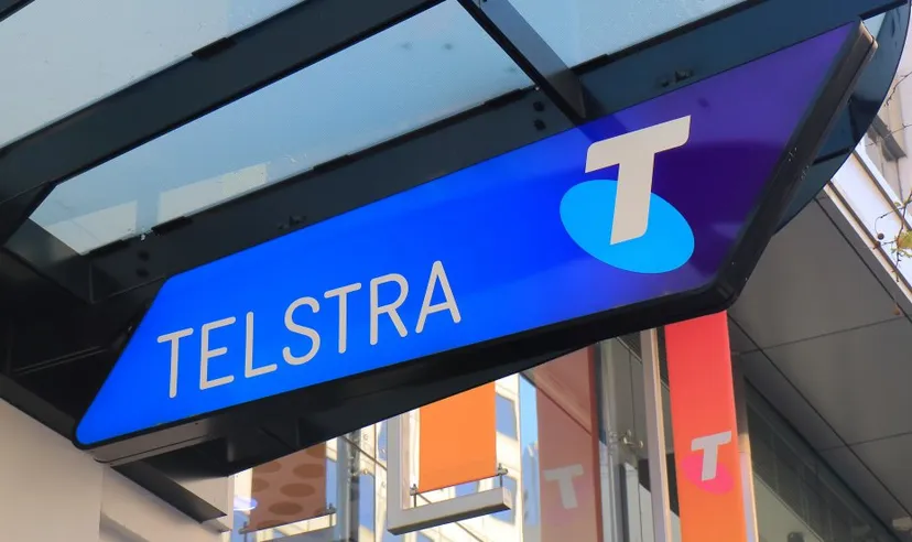 Telstra store sign. Telstra is the largest telecommunications and media company in Australia.