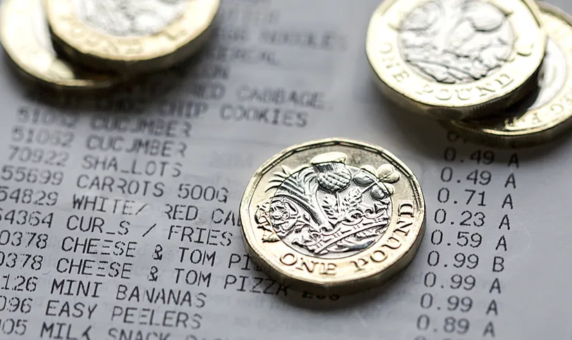 One Pound Coins on a Till Receipt
