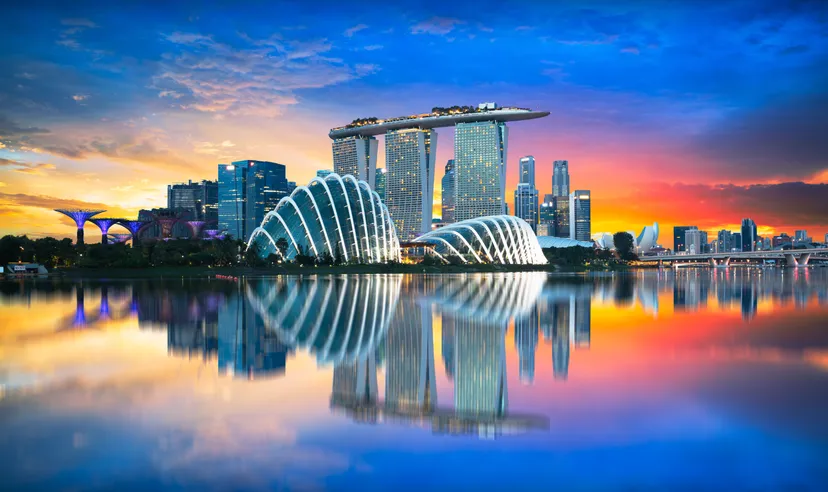 Singapore city skyline at dusk