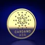 Cardano (ADA) coin on a blue background