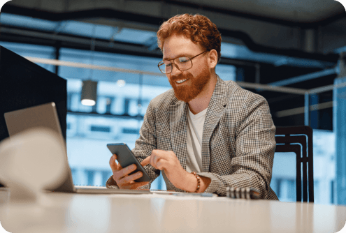 Man scrolling on phone