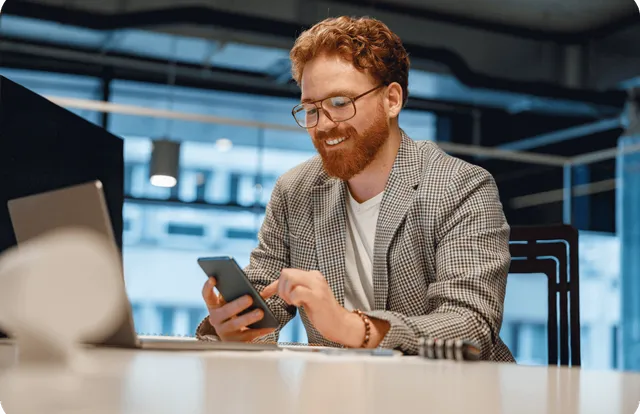 Man scrolling on phone