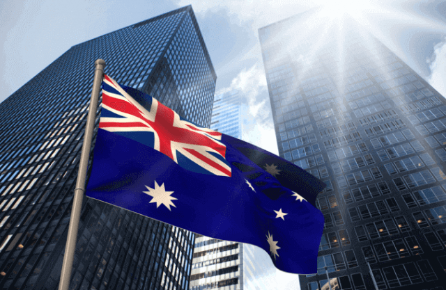 buildings with the australian flag 