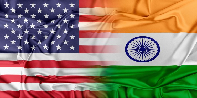 Rupee-Dollar India-US flags merged in the middle