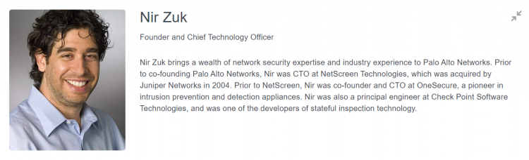 Photo and Biography of Nir Zuk, Palo Alto's Founder and Chief Security Officer