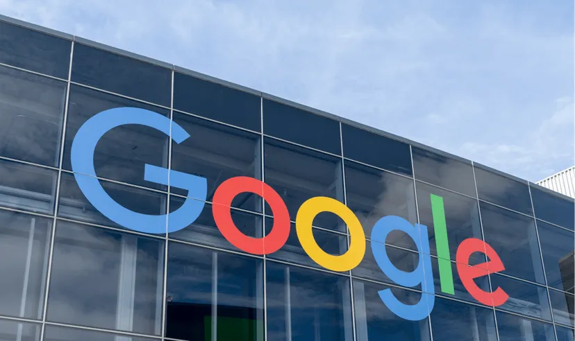 Front of google office with a google sign