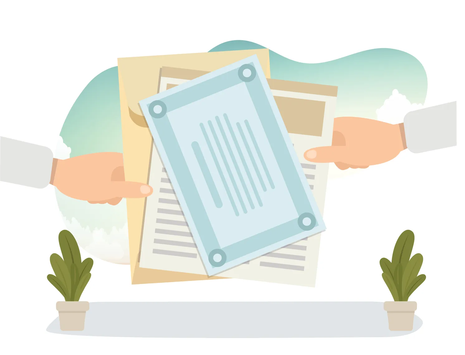 Perpetual option (XPO) definition hands are holding documents in their hands