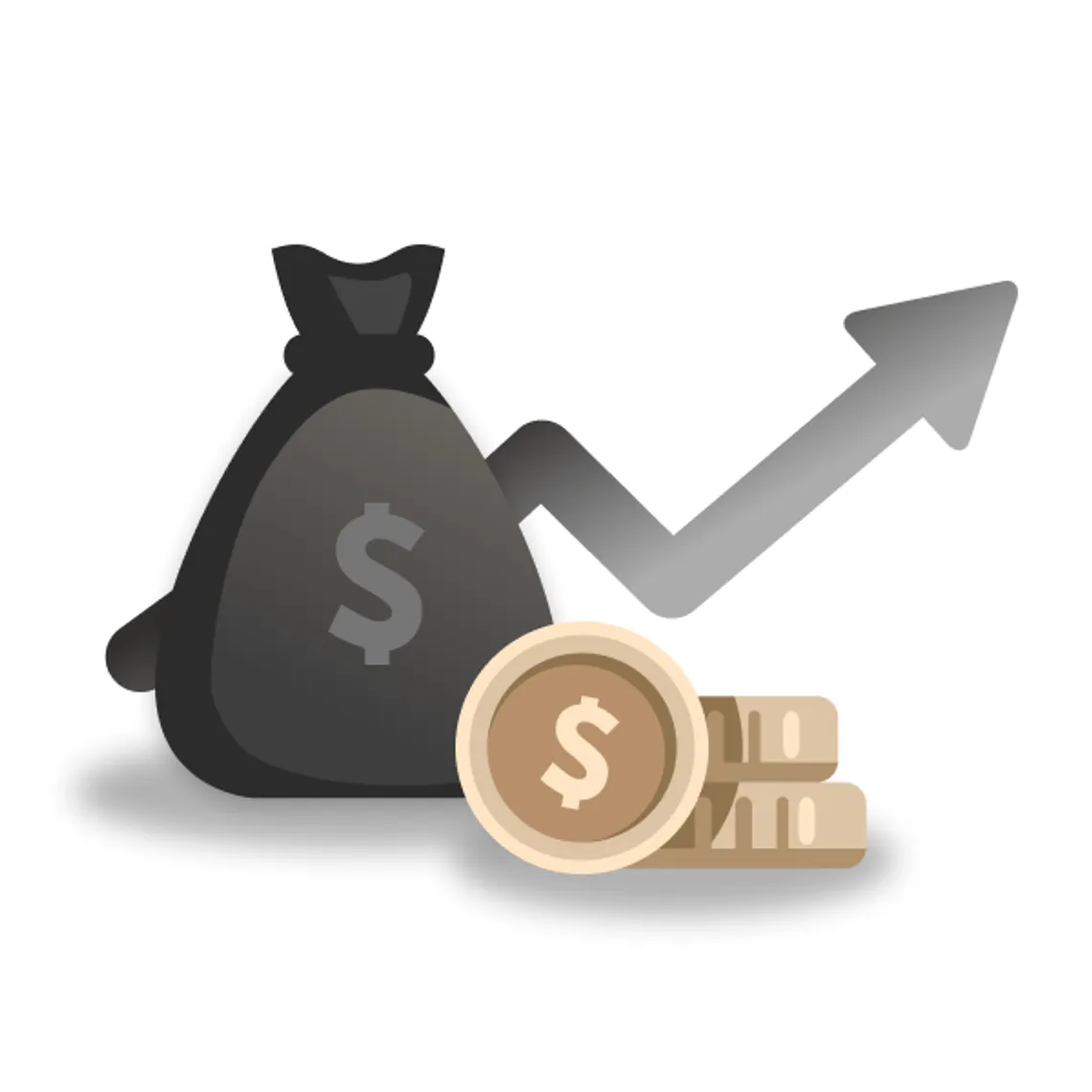 What are financial securities? a bag of money, coins, an arrow pointing up