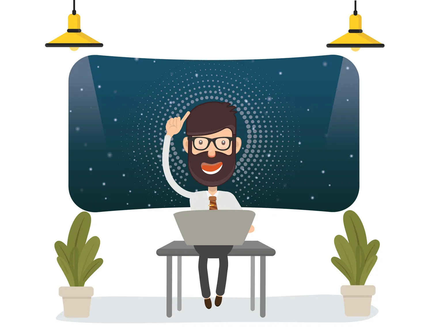 a man stands behind the counter and says a man stands behind the counter and says