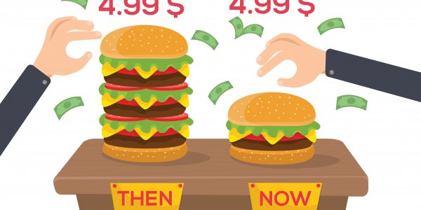 What is Shrinkflation? | Definition and Meaning burgers are on the table - they have the same cost but different size