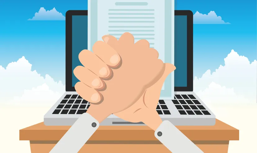 sell off definition a handshake on a paper background
