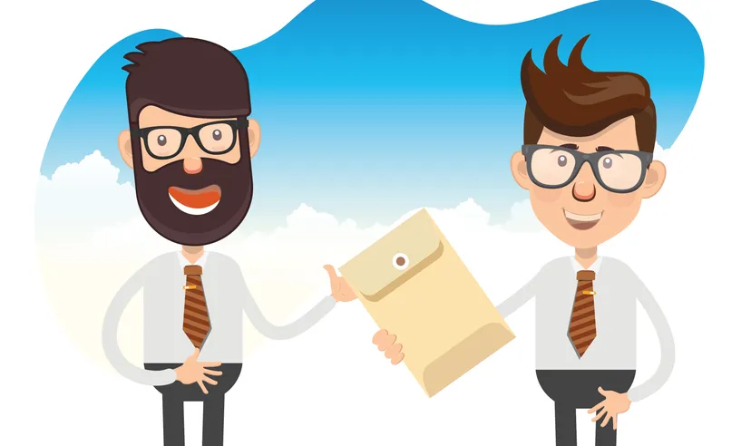 Delivered Duty Unpaid (DDU) Delivered Duty Unpaid (DDU). 2 guys are standing and one of them passes an envelope to the other